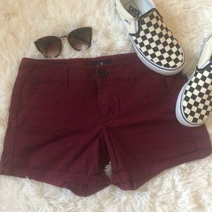 Maroon American Eagle Midi Shorts